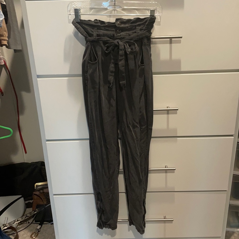 Grey Paper Bag Pants